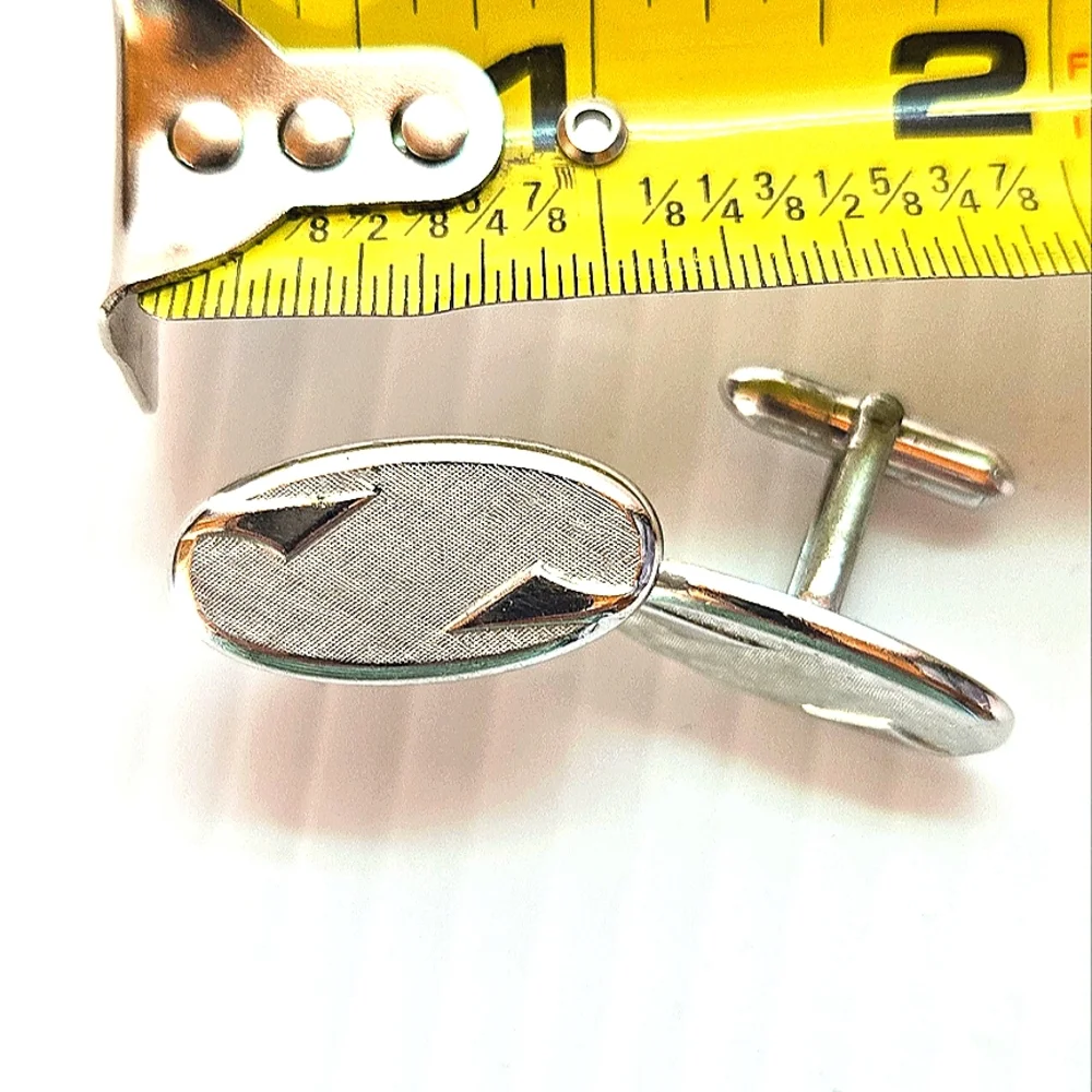 Swank Silver Tone Oval Cufflinks Vintage